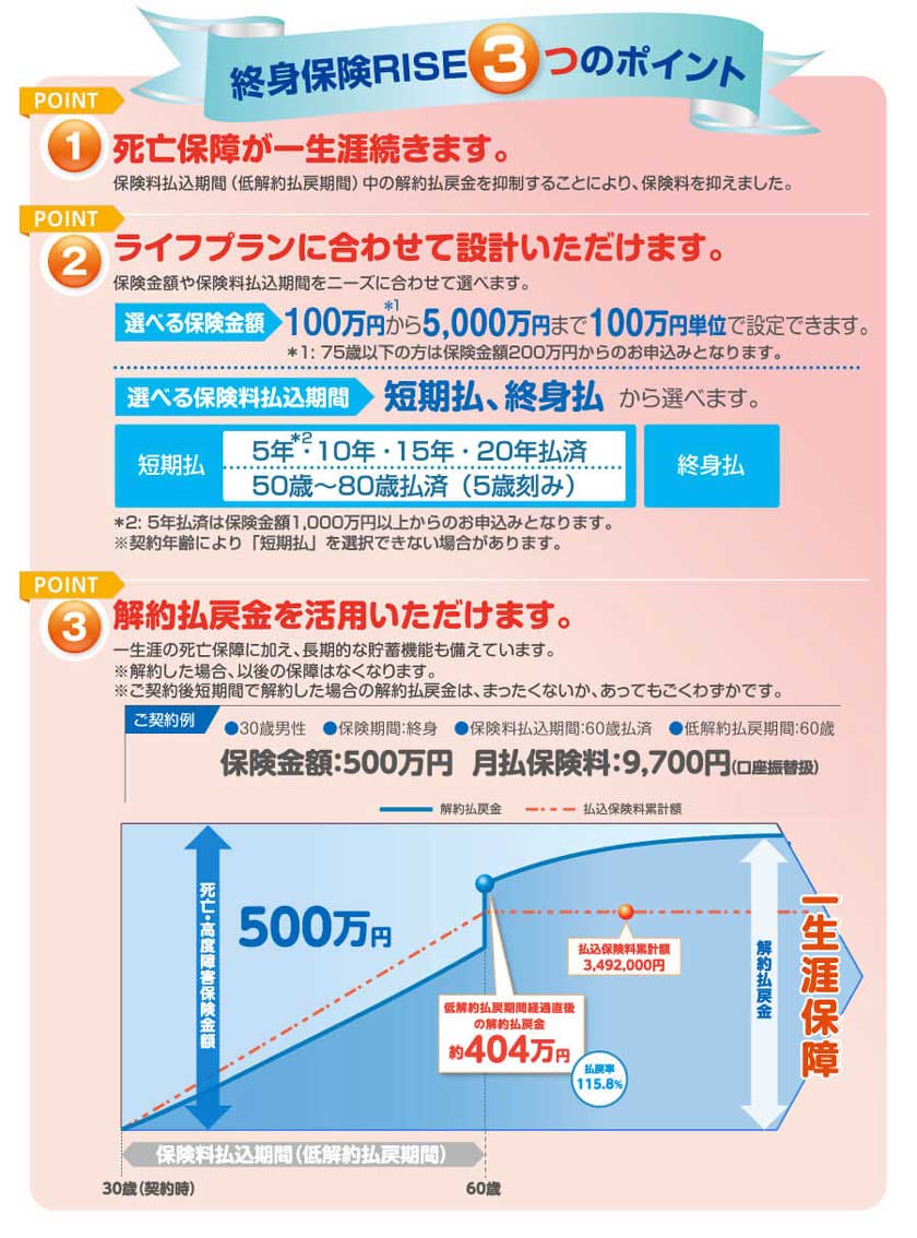 終身保険RISE 3つのポイント